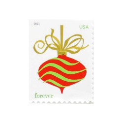 2011 First-Class Forever Stamp - Holiday Baubles: Green and Red Wavy Line Ornament (Ashton Potter)