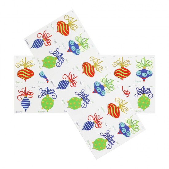 2011 First-Class Forever Stamp - Holiday Baubles: Green and Red Wavy Line Ornament (Ashton Potter)