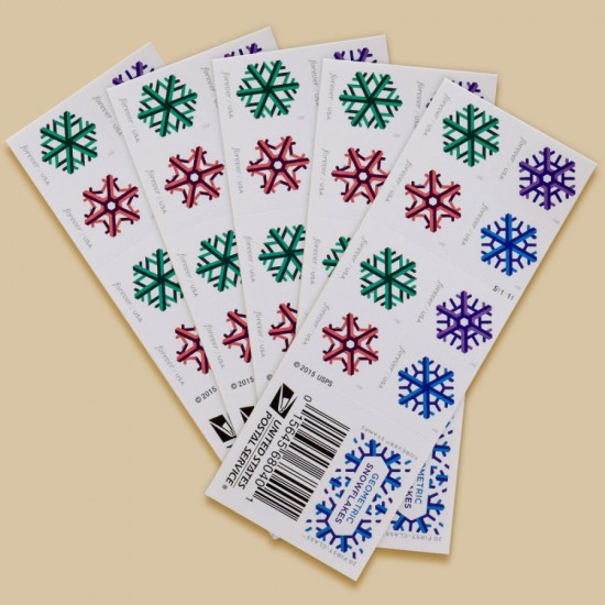 2015 US Geometric Snowflakes Forever Postage Stamps